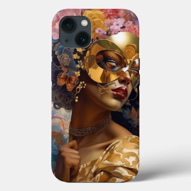 Lady Wearing Mask Black Fantasy Art Case-Mate iPhone Case (Back)