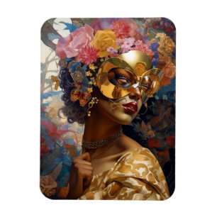 Lady Wearing Mask Black Fantasy Art Magnet