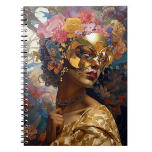 Lady Wearing Mask Black Fantasy Art Notebook