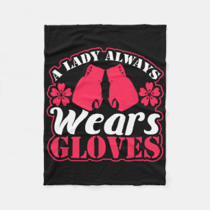 Lady Wears Boxing Gloves Fighting Gym Women Fitnes Fleece Blanket