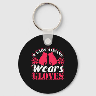 Lady Wears Boxing Gloves Fighting Gym Women Fitnes Key Ring