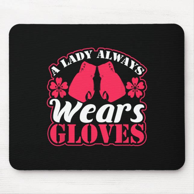 Lady Wears Boxing Gloves Fighting Gym Women Fitnes Mouse Mat (Front)