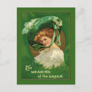 Lady Wears the Green for St Patrick Postcard