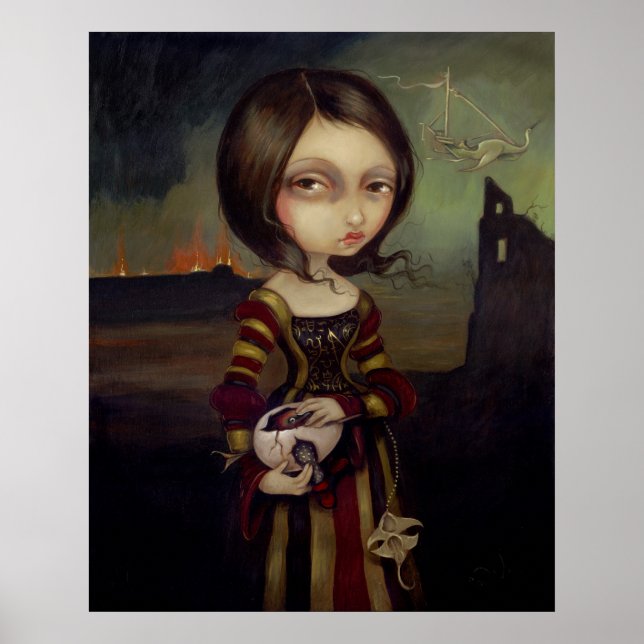 Lady with a Bosch Egg lowbrow gothic Art Print (Front)