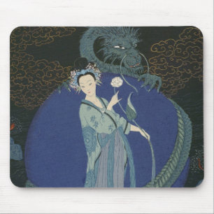 Lady with a Dragon (colour litho) Mouse Mat