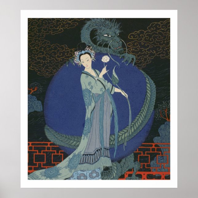 Lady with a Dragon (colour litho) Poster (Front)