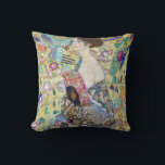 Lady with A Fan, Gustav Klimt Cushion<br><div class="desc">Gustav Klimt (July 14, 1862 – February 6, 1918) was an Austrian symbolist painter and one of the most prominent members of the Vienna Secession movement. Klimt is noted for his paintings, murals, sketches, and other objets d'art. In addition to his figurative works, which include allegories and portraits, he painted...</div>
