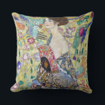 Lady with A Fan, Gustav Klimt Cushion<br><div class="desc">Gustav Klimt (July 14, 1862 – February 6, 1918) was an Austrian symbolist painter and one of the most prominent members of the Vienna Secession movement. Klimt is noted for his paintings, murals, sketches, and other objets d'art. In addition to his figurative works, which include allegories and portraits, he painted...</div>