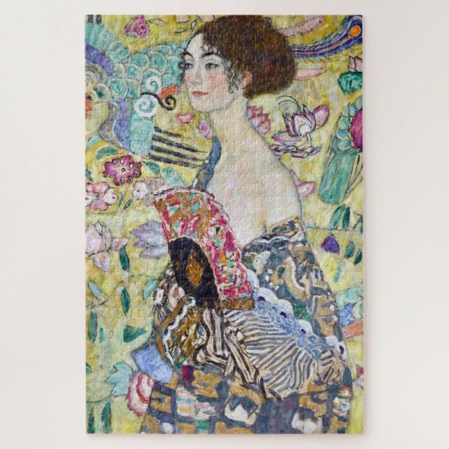Lady with A Fan, Gustav Klimt Jigsaw Puzzle (Vertical)