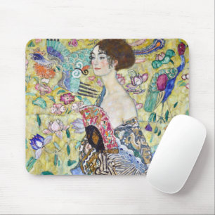 Lady with A Fan, Gustav Klimt Mouse Mat