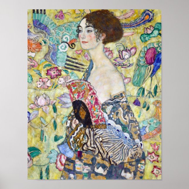 Lady with A Fan, Gustav Klimt Poster (Front)