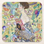 Lady with A Fan, Gustav Klimt Square Paper Coaster<br><div class="desc">Gustav Klimt (July 14, 1862 – February 6, 1918) was an Austrian symbolist painter and one of the most prominent members of the Vienna Secession movement. Klimt is noted for his paintings, murals, sketches, and other objets d'art. In addition to his figurative works, which include allegories and portraits, he painted...</div>