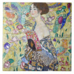 Lady with A Fan, Gustav Klimt Tile<br><div class="desc">Gustav Klimt (July 14, 1862 – February 6, 1918) was an Austrian symbolist painter and one of the most prominent members of the Vienna Secession movement. Klimt is noted for his paintings, murals, sketches, and other objets d'art. In addition to his figurative works, which include allegories and portraits, he painted...</div>