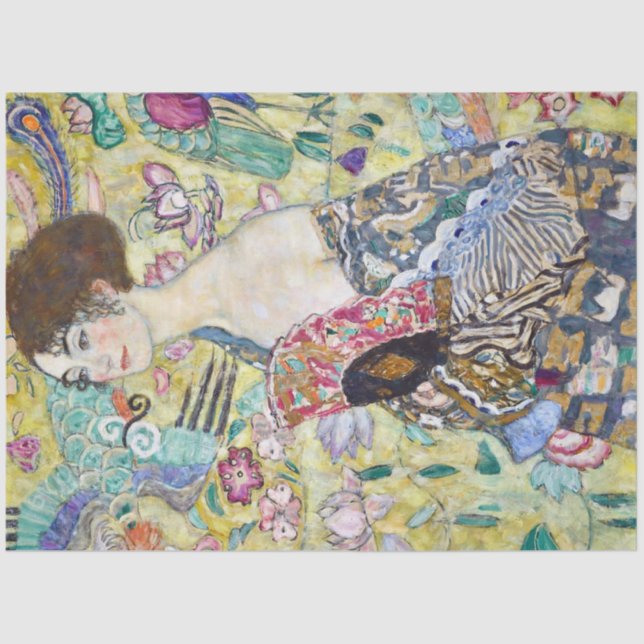 Lady with A Fan, Gustav Klimt Tissue Paper (Front)