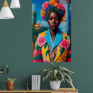 Lady with a floral suit jacket poster