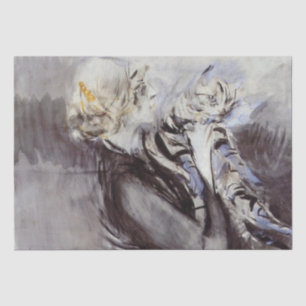 Lady with a Grey Cat (by Giovanni Boldini) Tissue Paper