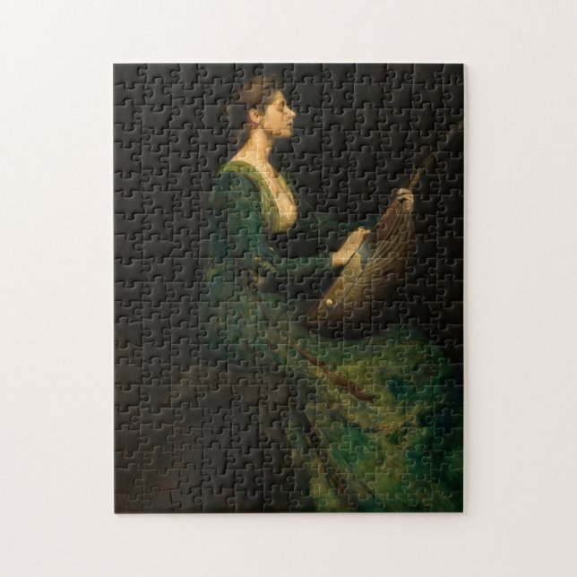 Lady with a Lute, 1886 by Thomas Wilmer Dewing Jigsaw Puzzle (Vertical)
