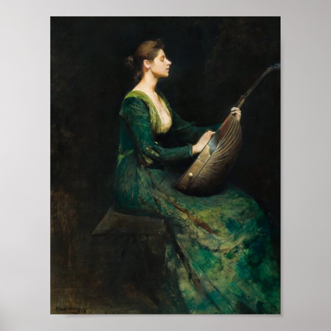 Lady with a lute by Thomas Dewing Poster (Front)