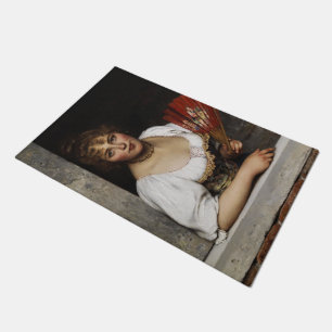 Lady with a Red Fan (by Eugene de Blaas) Doormat