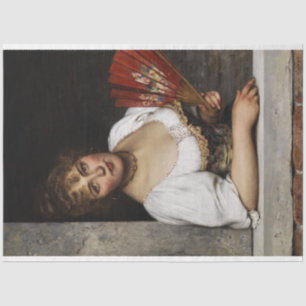 Lady with a Red Fan (by Eugene de Blaas) Tissue Paper
