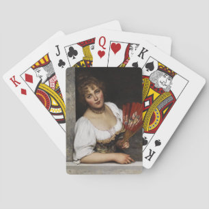 Lady with a Red Fan Playing Cards