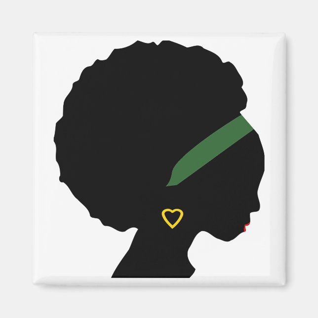 Lady with Afro Silhouette Magnet (Front)
