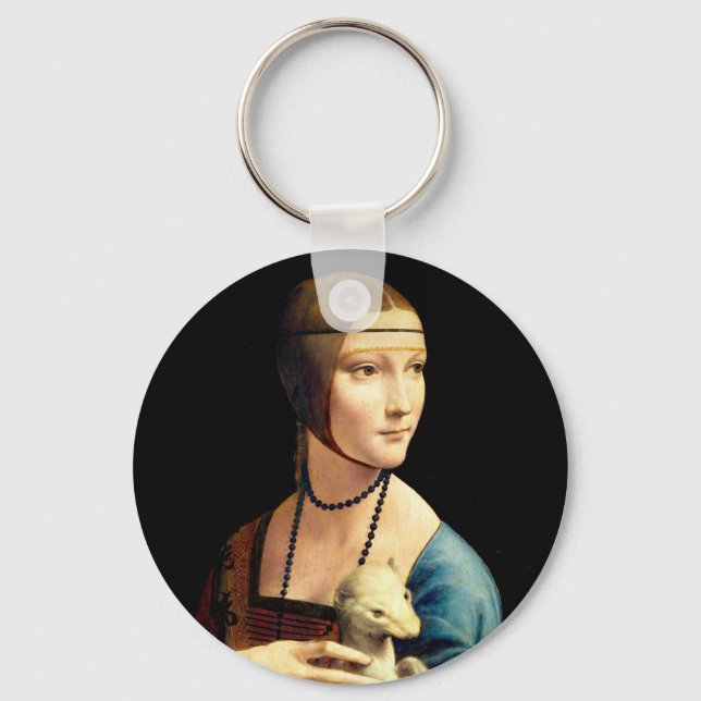 Lady with an Ermine by Leonardo Da Vinci Key Ring (Front)