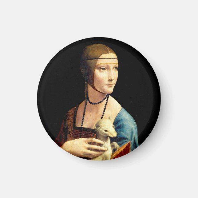 Lady with an Ermine by Leonardo Da Vinci Magnet (Front)