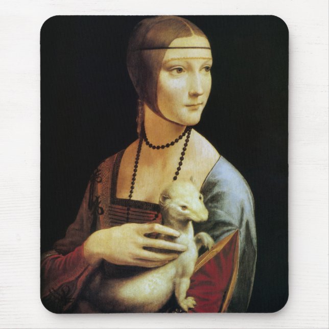 Lady with an Ermine by Leonardo da Vinci Mouse Mat (Front)