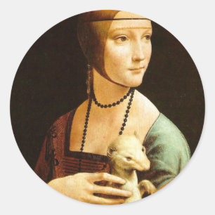 Lady with an Ermine, Leonardo Da Vinci Classic Round Sticker