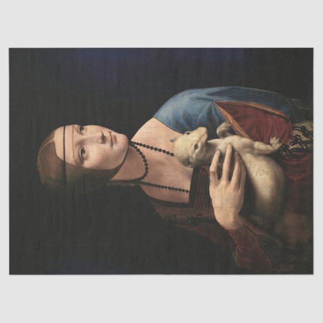 Lady with an Ermine Leonardo da Vinci Decoupage Tissue Paper (Front)