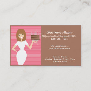 Lady with BDay Cake Business Cards