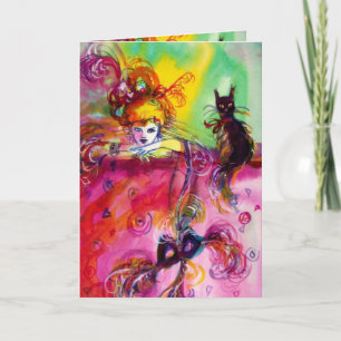 LADY WITH BLACK CAT CARD