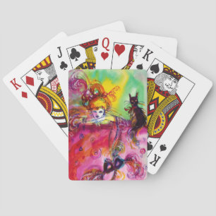 LADY WITH BLACK CAT Venetian Masquerade Playing Cards