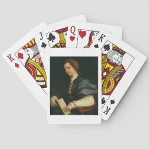 Lady with Book of Verse by Petrarch, c.1514 (oil o Playing Cards