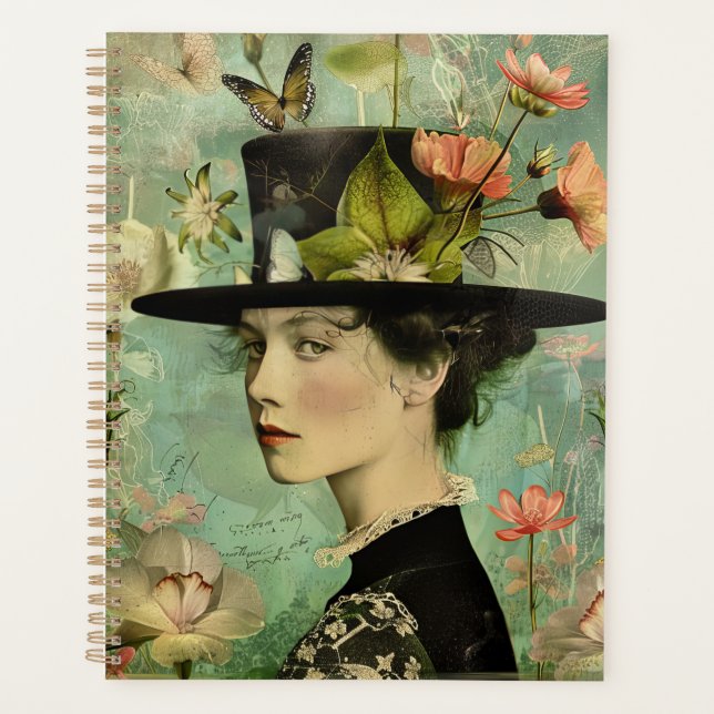 Lady with Butterflies and Flowers Illustration Planner (Front)