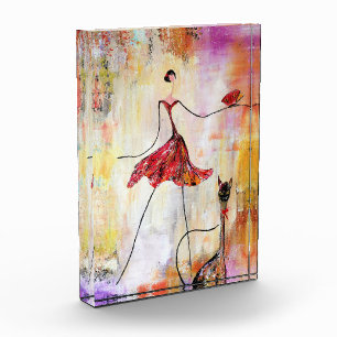Lady with cat photo block