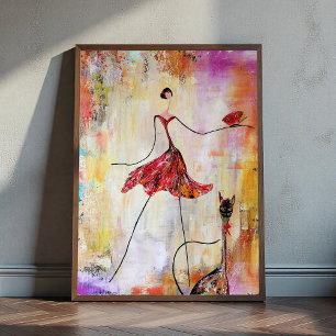 Lady with cat poster