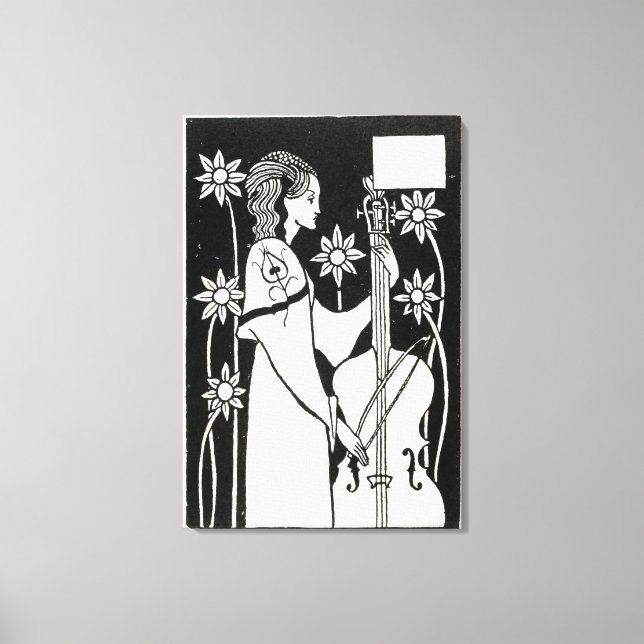 Lady with Cello, from 'Le Morte d'Arthur'`(litho) Canvas Print (Front)