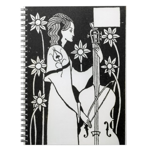 Lady with Cello, from 'Le Morte d'Arthur'`(litho) Notebook (Front)
