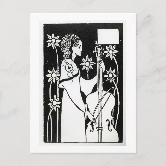 Lady with Cello, from 'Le Morte d'Arthur'`(litho) Postcard (Front)