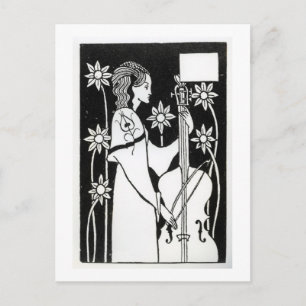 Lady with Cello, from 'Le Morte d'Arthur'`(litho) Postcard