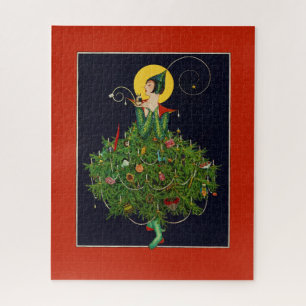 LADY WITH CHRISTMAS GIFTS ART DECO BEAUTY FASHION  JIGSAW PUZZLE