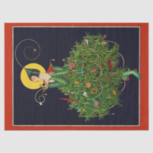 LADY WITH CHRISTMAS GIFTS ART DECO BEAUTY FASHION TISSUE PAPER