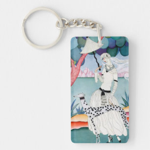 Lady with Dalmatian Dog - Helen Dryden Key Ring