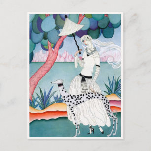 Lady with Dalmatian Dog - Helen Dryden Postcard