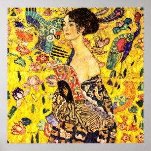 Lady with Fan by Gustav Klimt Poster