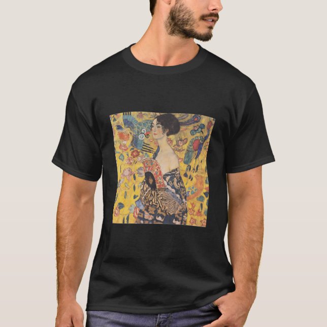 Lady With Fan By Gustav Klimt T-Shirt (Front)
