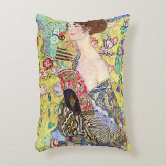 Lady with Fan by Gustav Klimt, Vintage Japonism Decorative Cushion