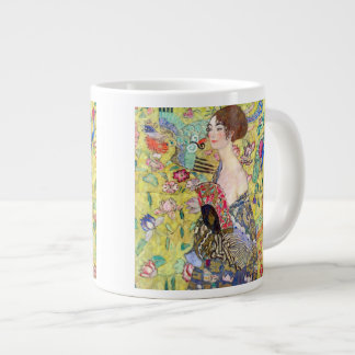 Lady with Fan by Gustav Klimt, Vintage Japonism Large Coffee Mug